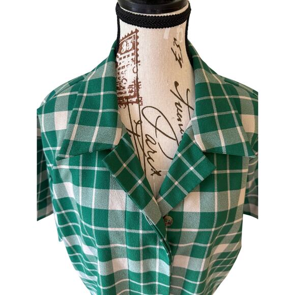 EUC $595 MM6 Maison Margiela Oversized Green Check Boxy Top IT 38 US 2 - Picture 4 of 14